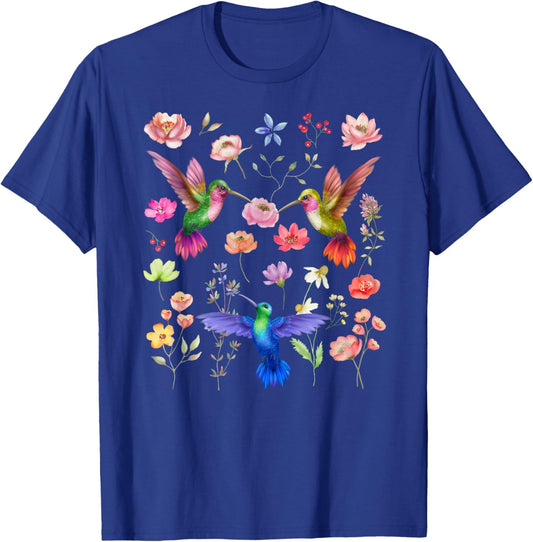 Hummingbird Flowers Hummingbird Lover Hummingbirds T-Shirt - T-Shirt | Royal