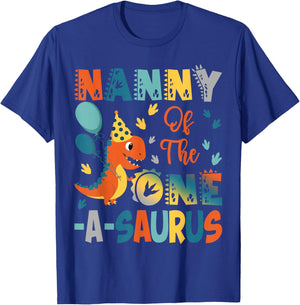 Nanny Of The One-A-Saurus 2Nd Birthday Dinosaur Party T-Shirt - T-Shirt | Royal