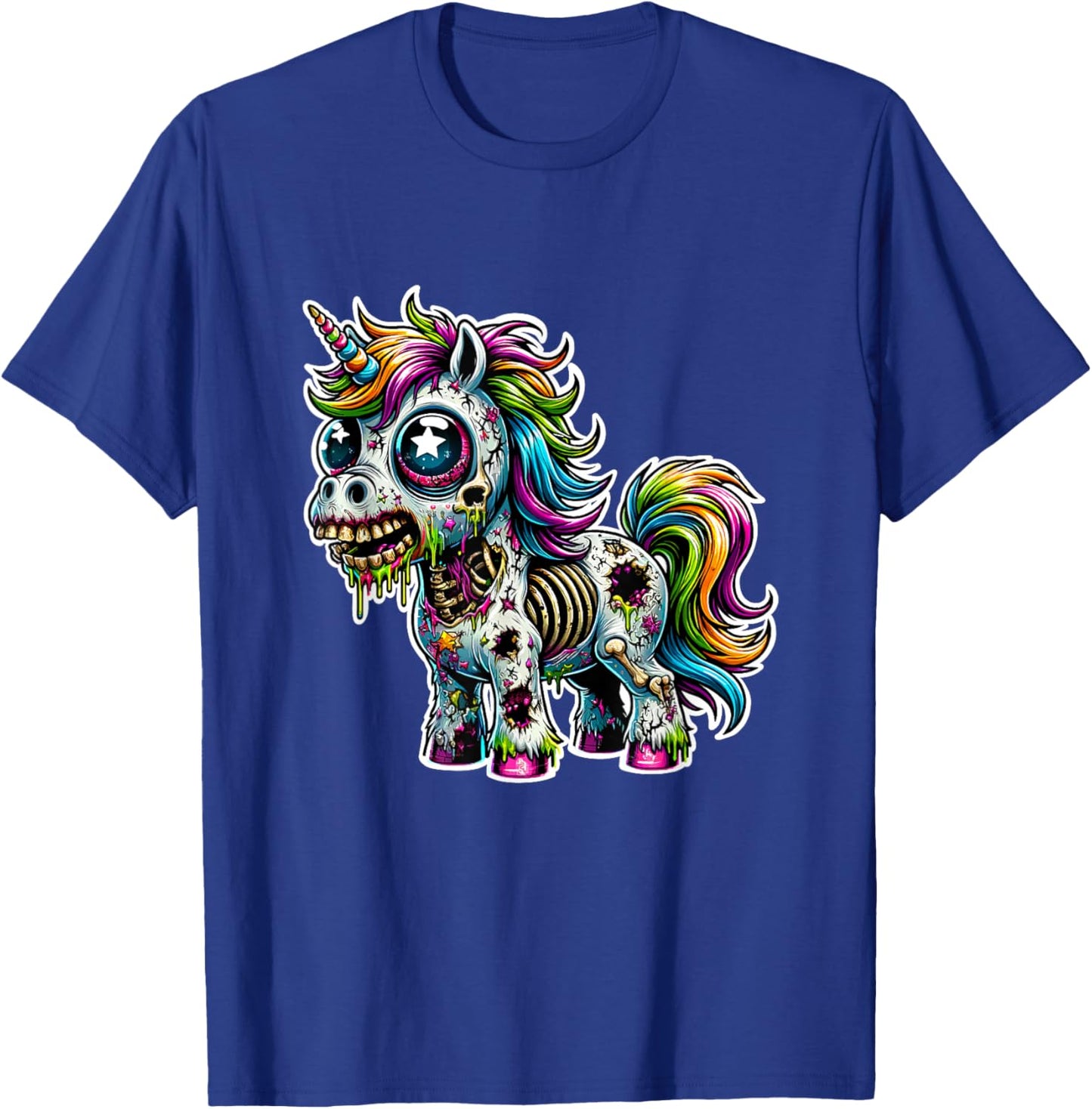 Zombie Unicorn Scary Halloween Horror Monster Design T-Shirt - T-Shirt | Royal