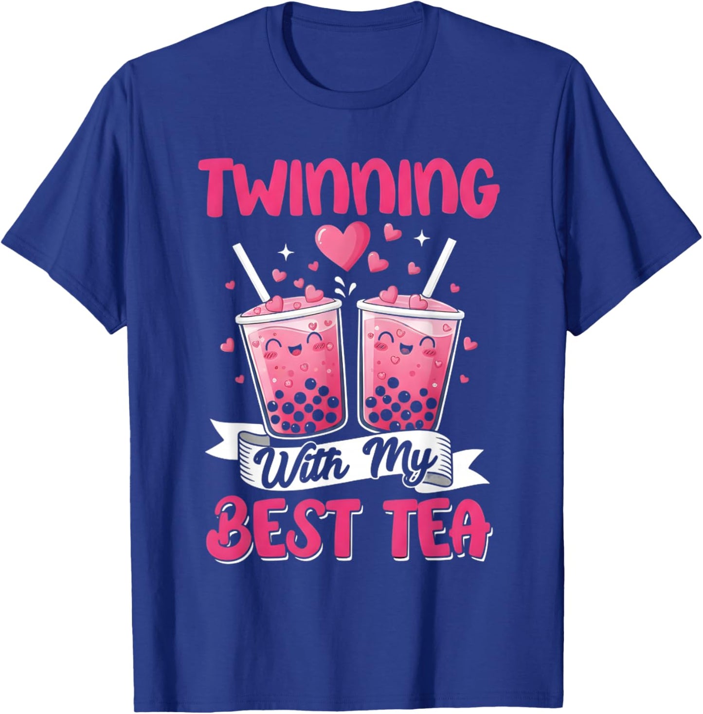 Twinning with My Bestie Boba Tea Cute Spirit Week Twin Day T-Shirt - T-Shirt | Royal