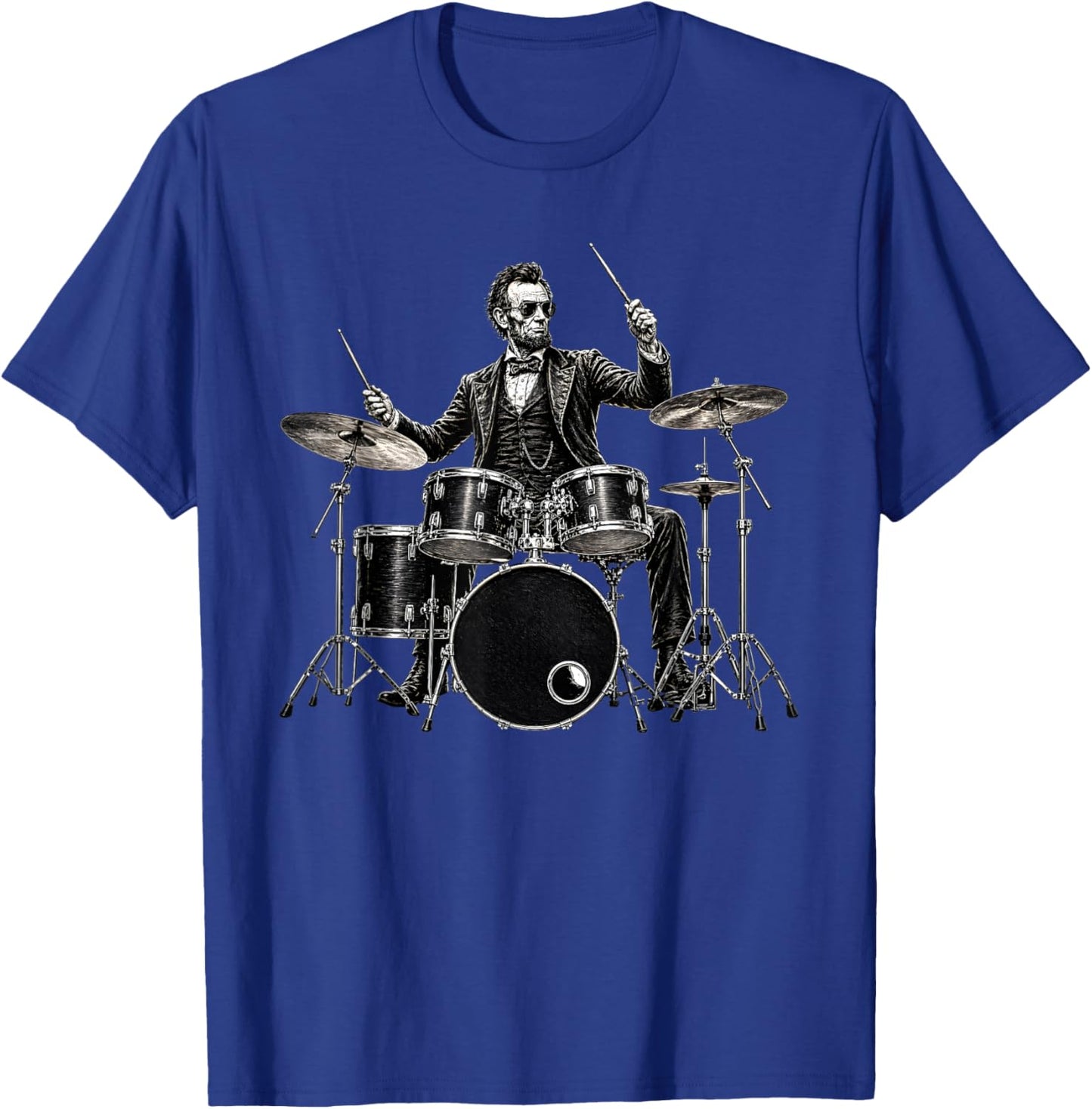 Abraham Lincoln Cool Drummer Playing Drum Set T-Shirt - T-Shirt | Royal
