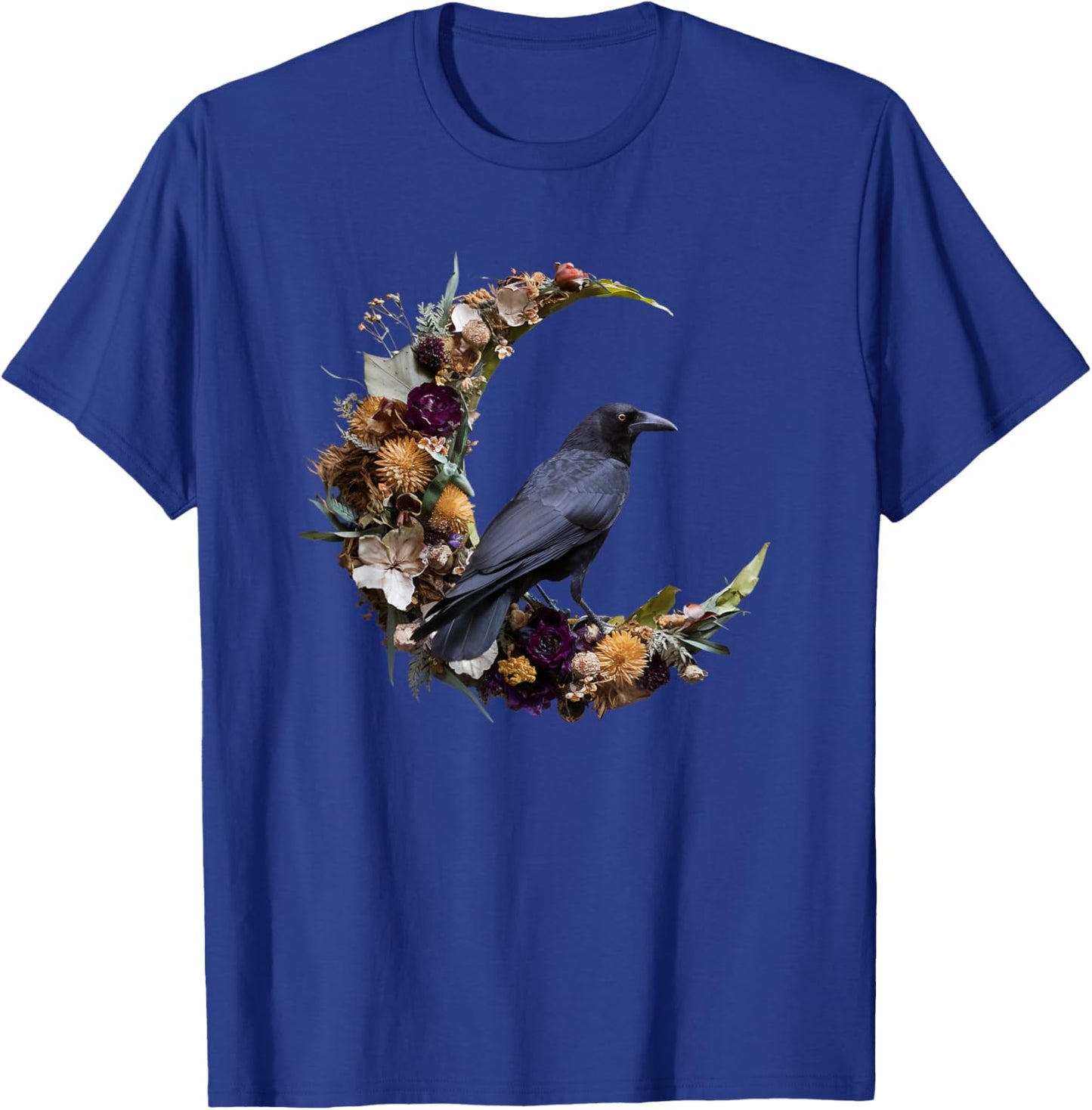 Gothic Crow Floral Moon Raven Goth Flowers Bird T-Shirt - T-Shirt | Royal