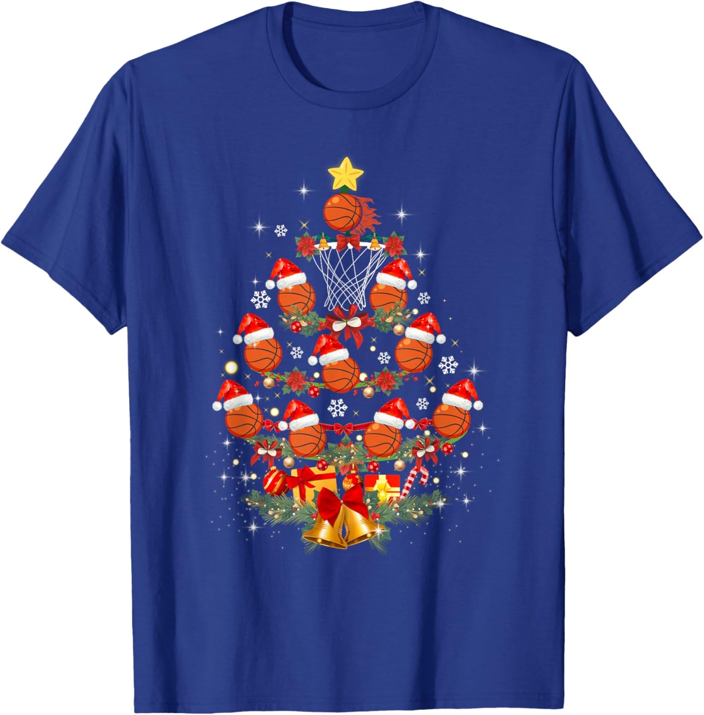 Basketball Christmas Tree Xmas Santa Sports Kids T-Shirt - T-Shirt | Royal
