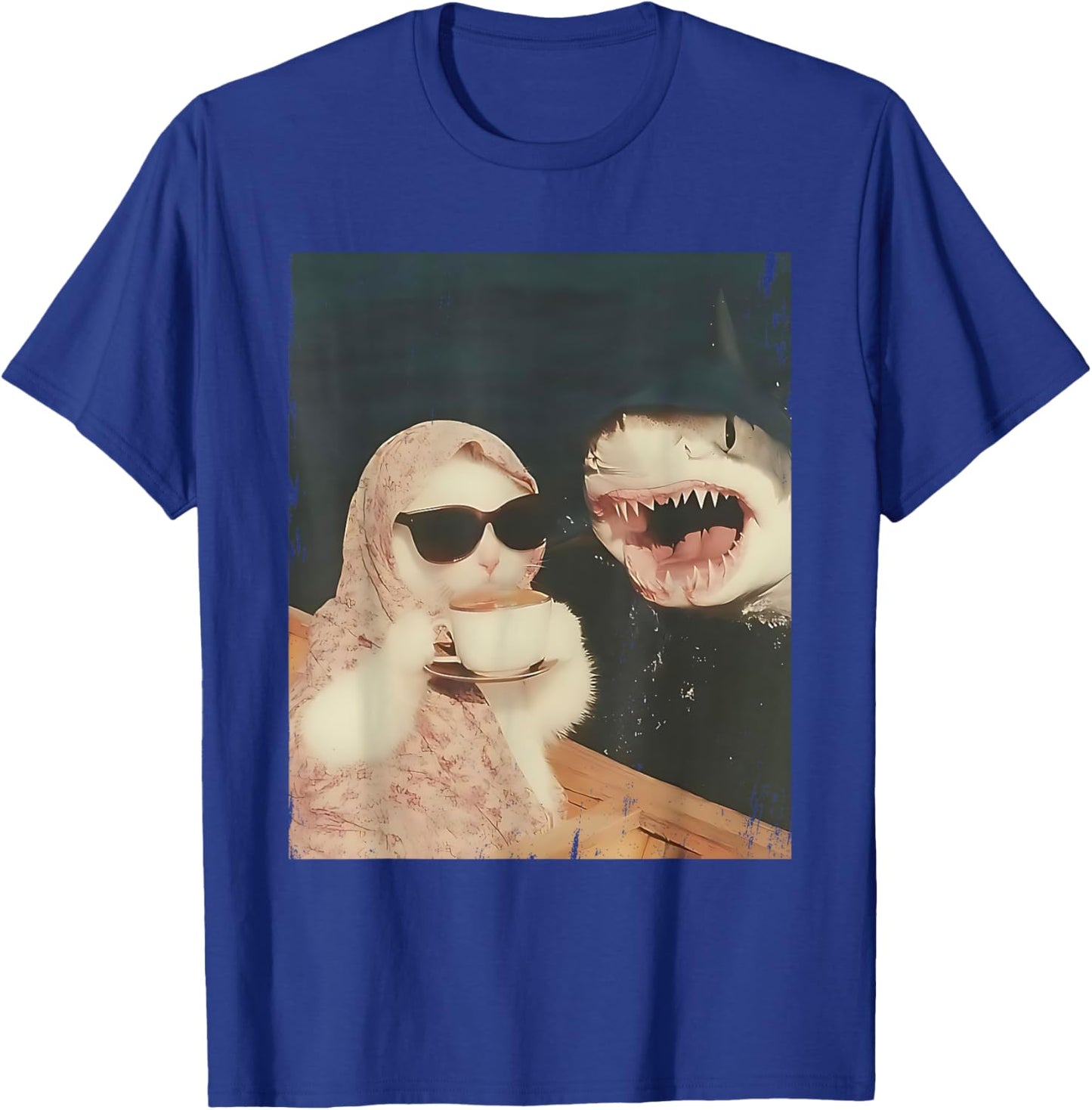 Funny Cat Shark Meme Cat Scarf Chilling Babushka Cat Women T-Shirt - T-Shirt | Royal
