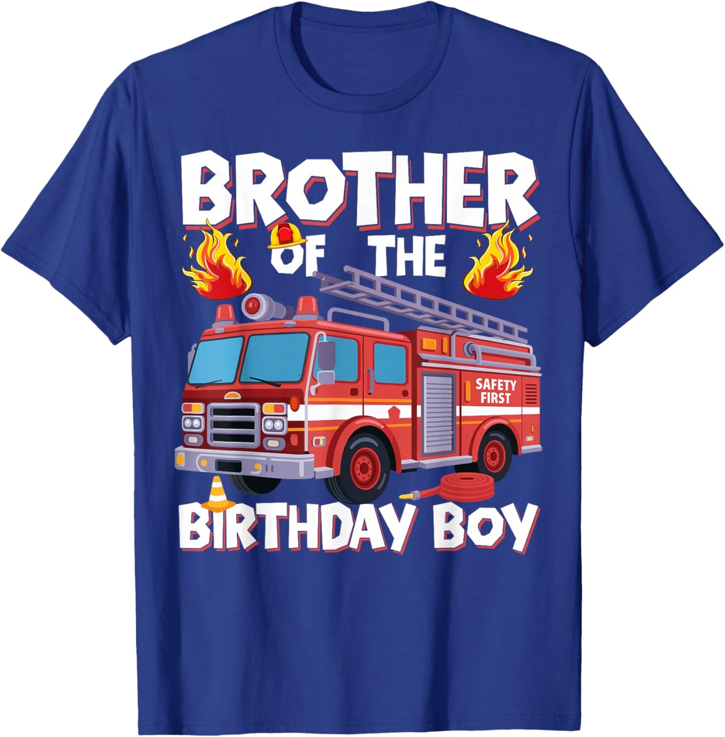 Brother of The Birthday Boy Fire Truck Firefighter Brother T-Shirt - T-Shirt | Royal