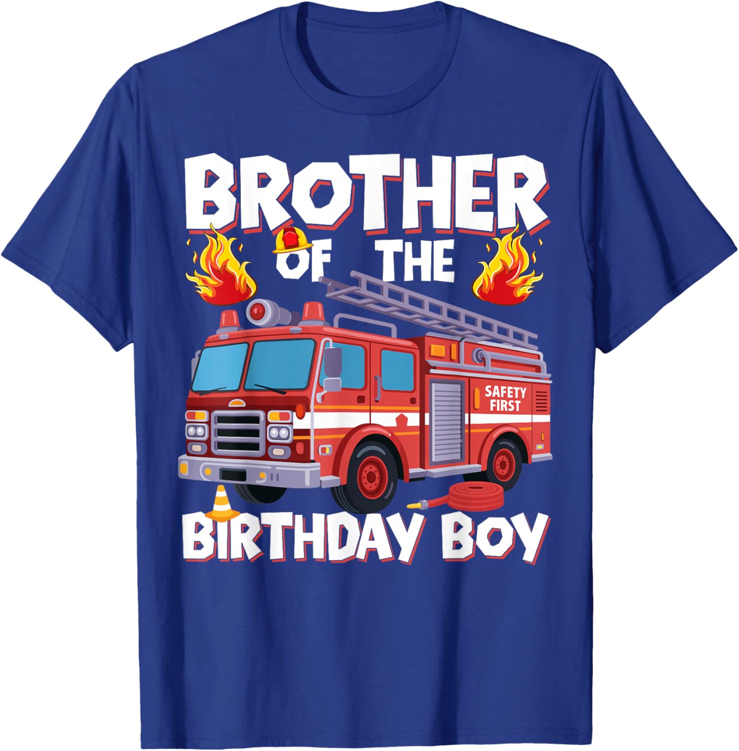 Brother of The Birthday Boy Fire Truck Firefighter Brother T-Shirt - T-Shirt | Royal
