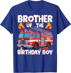 Brother of The Birthday Boy Fire Truck Firefighter Brother T-Shirt - T-Shirt | Royal