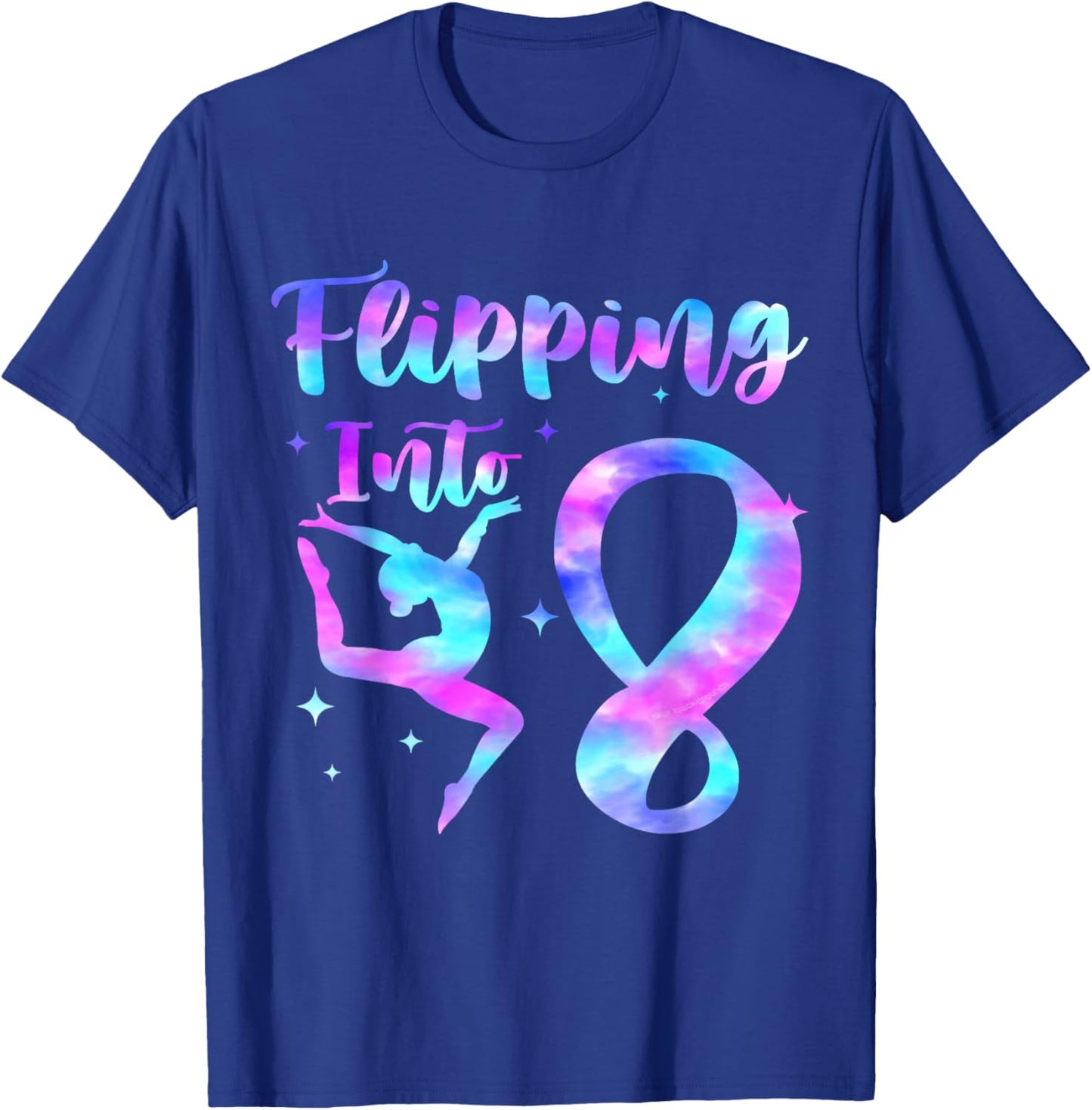Flipping Into 8th Birthday Gymnastic 8 Year Old Girl Party T-Shirt - T-Shirt | Royal