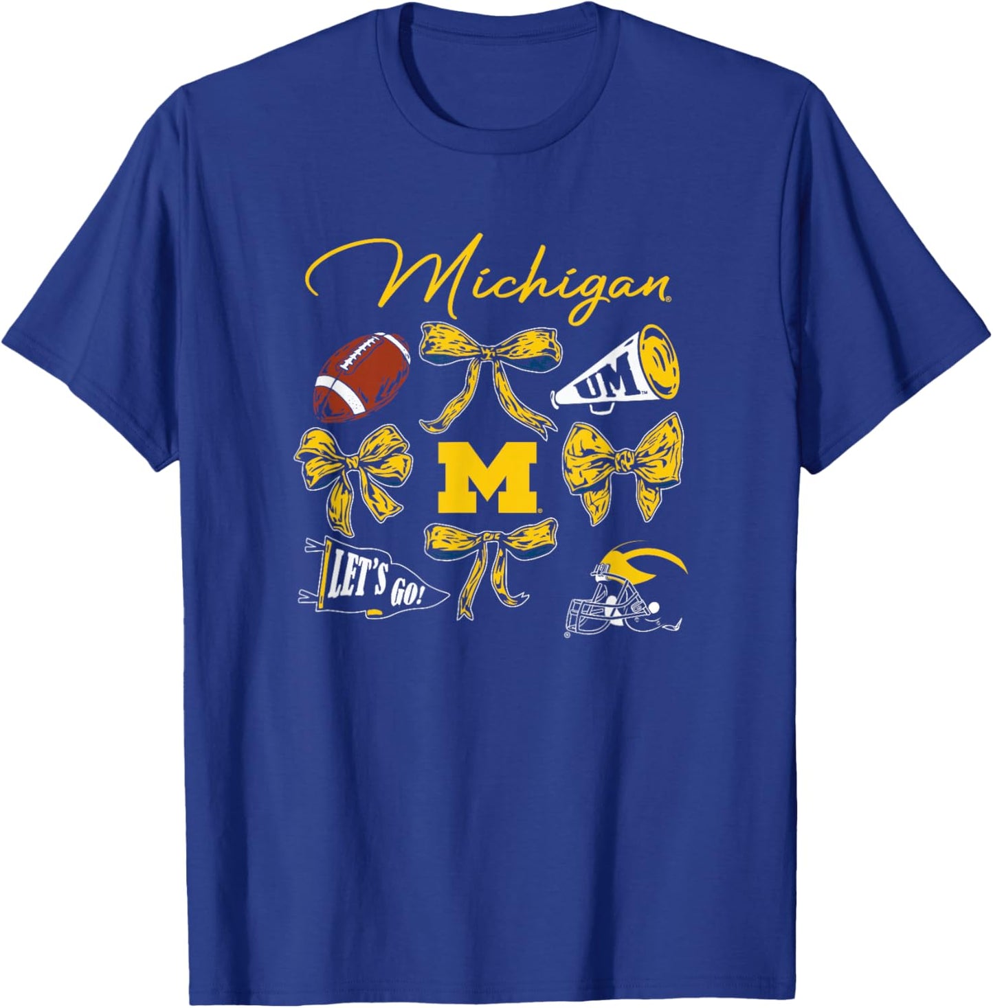 Michigan Wolverines Football Bow Navy Officially Licensed T-Shirt - T-Shirt | Royal