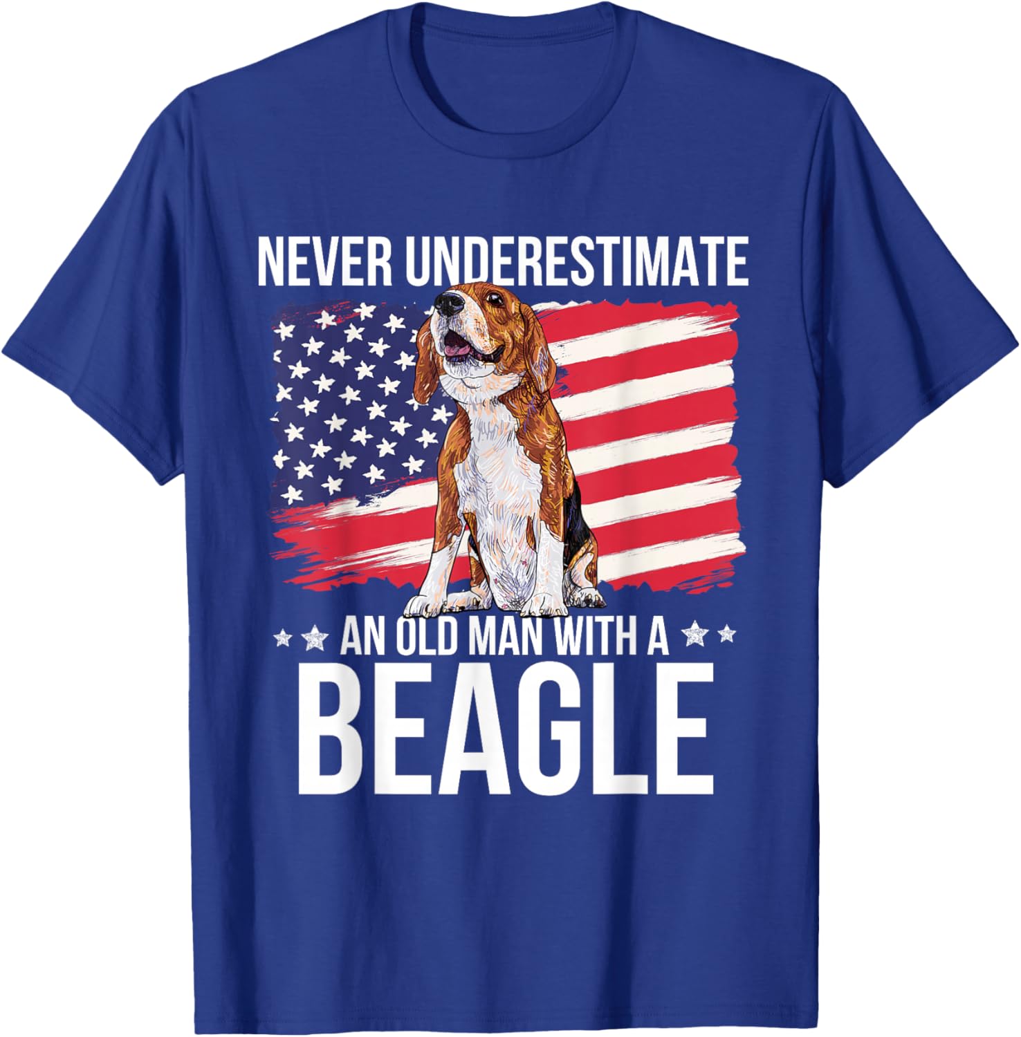 Never Underestimate An Old Man With A Beagle Funny Pet Lover T-Shirt - T-Shirt | Royal