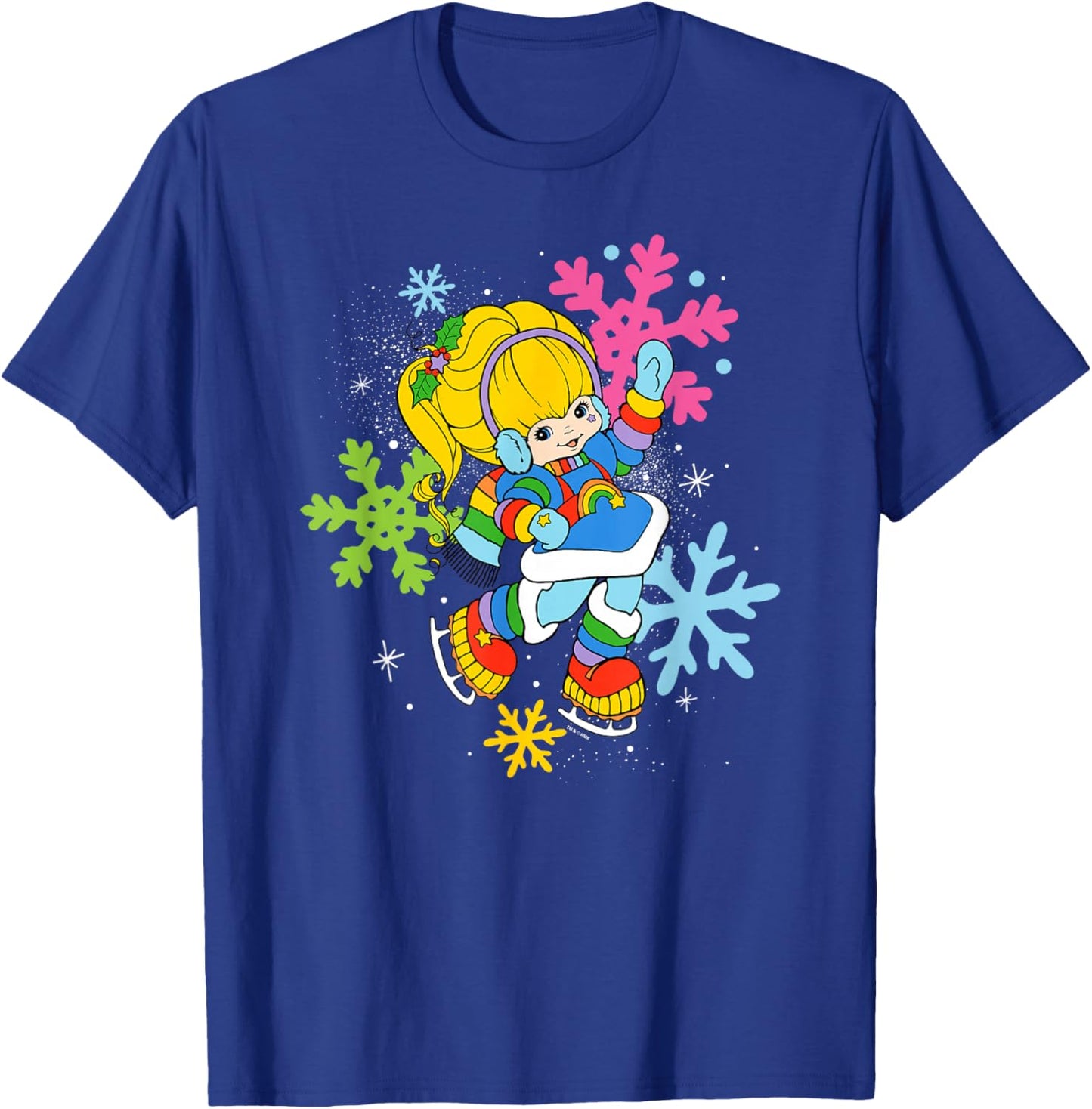Rainbow Brite Christmas Colorful Snowflakes Portrait T-Shirt - T-Shirt | Royal