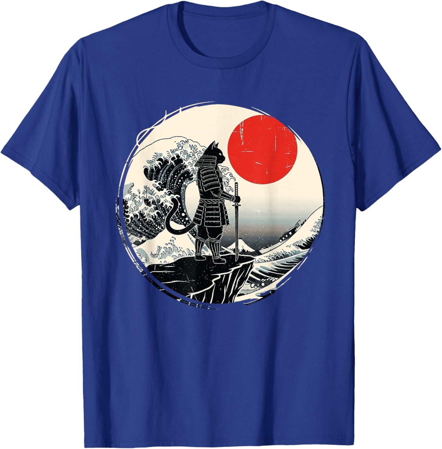 Samurai Cat Graphic Warrior Vintage Art Japanese Anime T-Shirt - T-Shirt | Royal