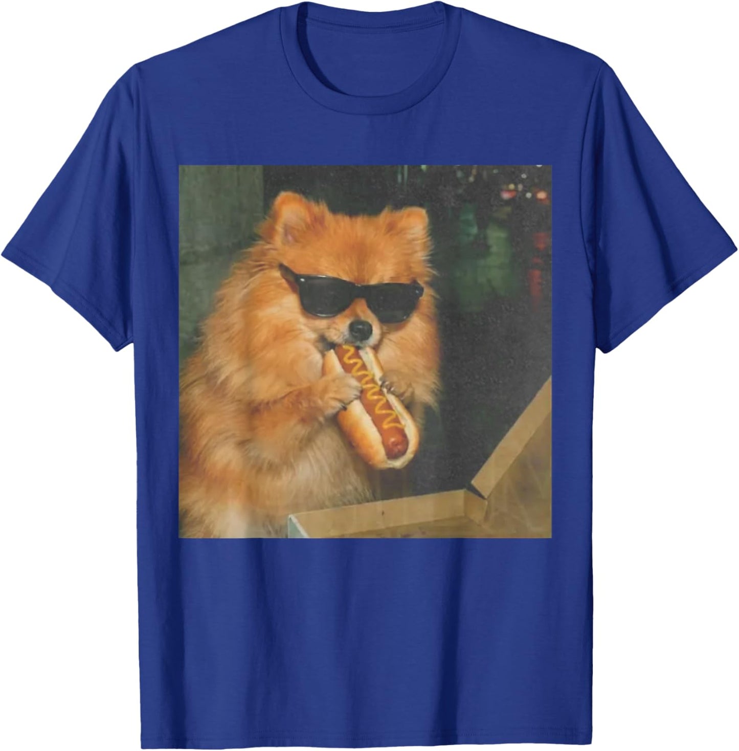 Pomeranian Dog Eating Hot Dog Funny Dog Meme T-Shirt - T-Shirt | Royal