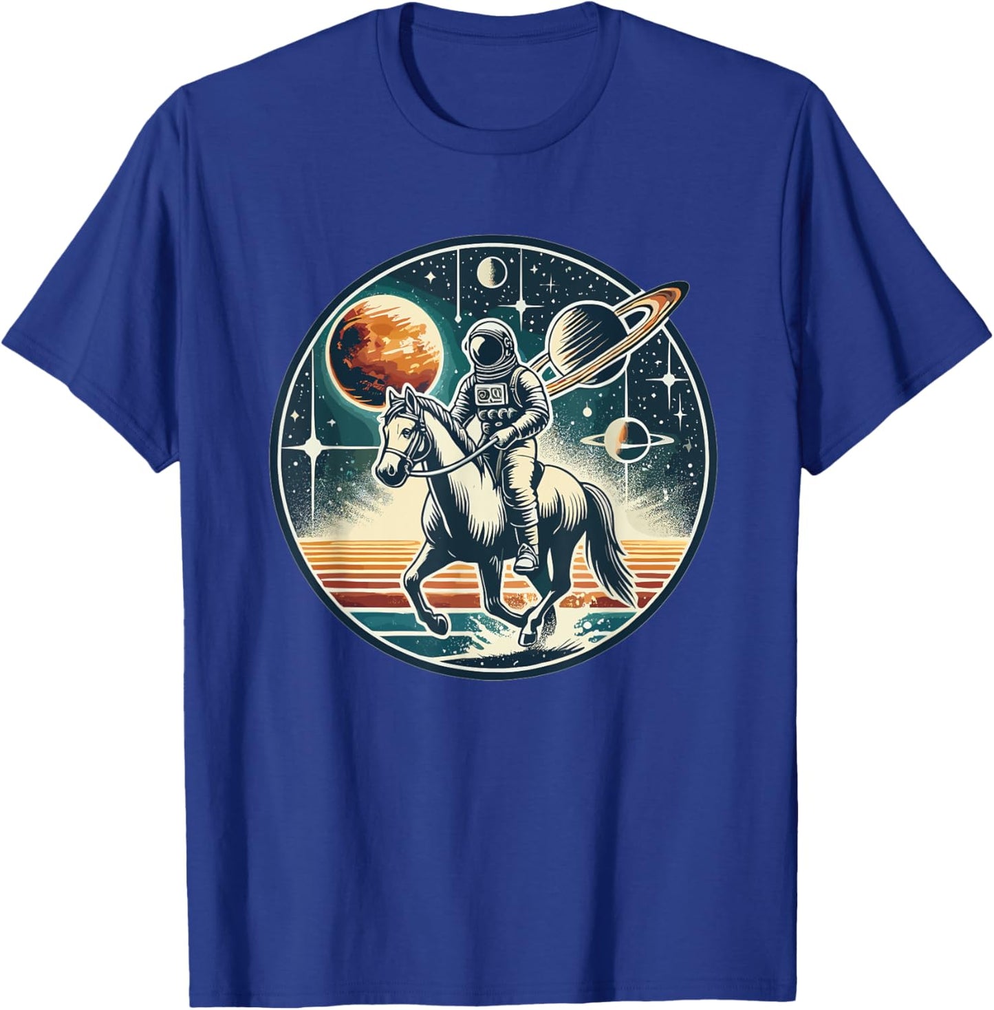 Space Cowboy Astronaut Riding Horse Cosmic Western Sci-Fi T-Shirt - T-Shirt | Royal