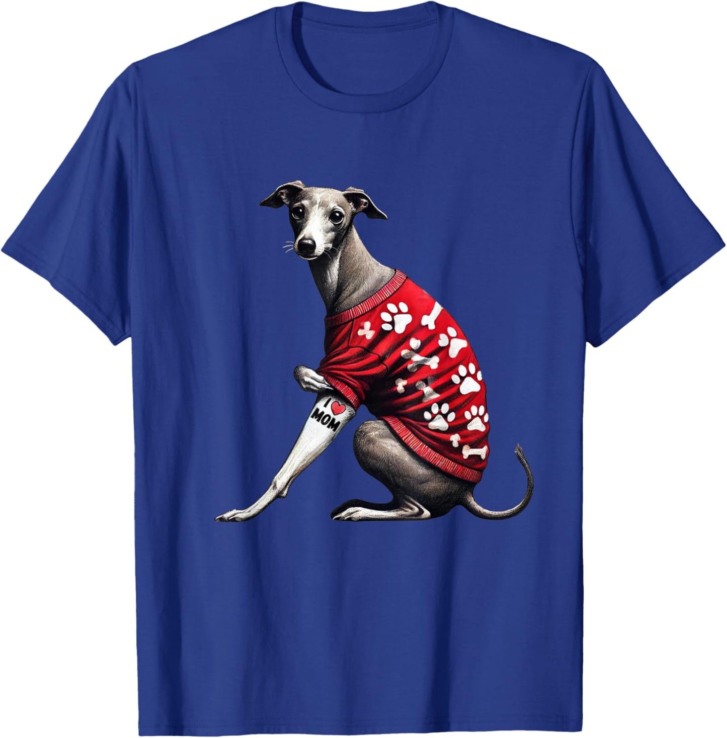 Funny I Love Mom Tattoo Italian Greyhound Mom T-Shirt - T-Shirt | Royal