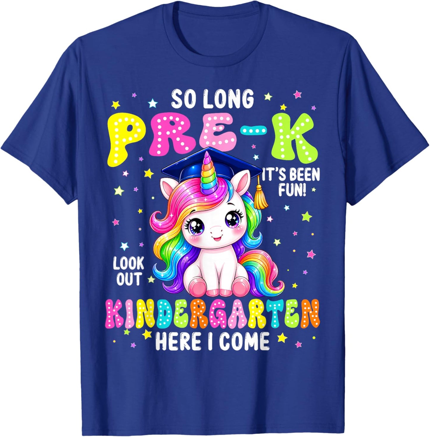 Unicorn So Long Pre-K Graduation Kindergarten Girls Kids T-Shirt - T-Shirt | Royal