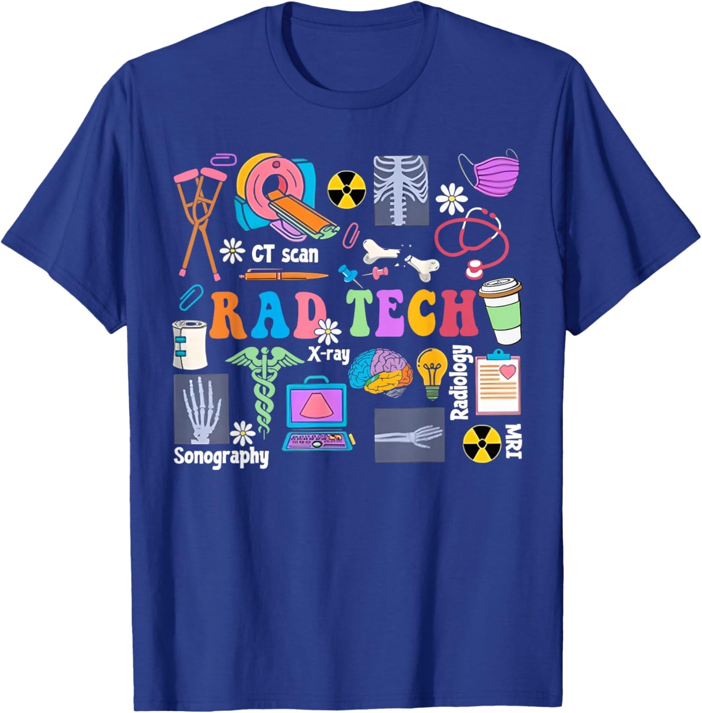 Cute Rad Tech Retro Groovy Radiology Technician X-Ray Tech T-Shirt - T-Shirt | Royal