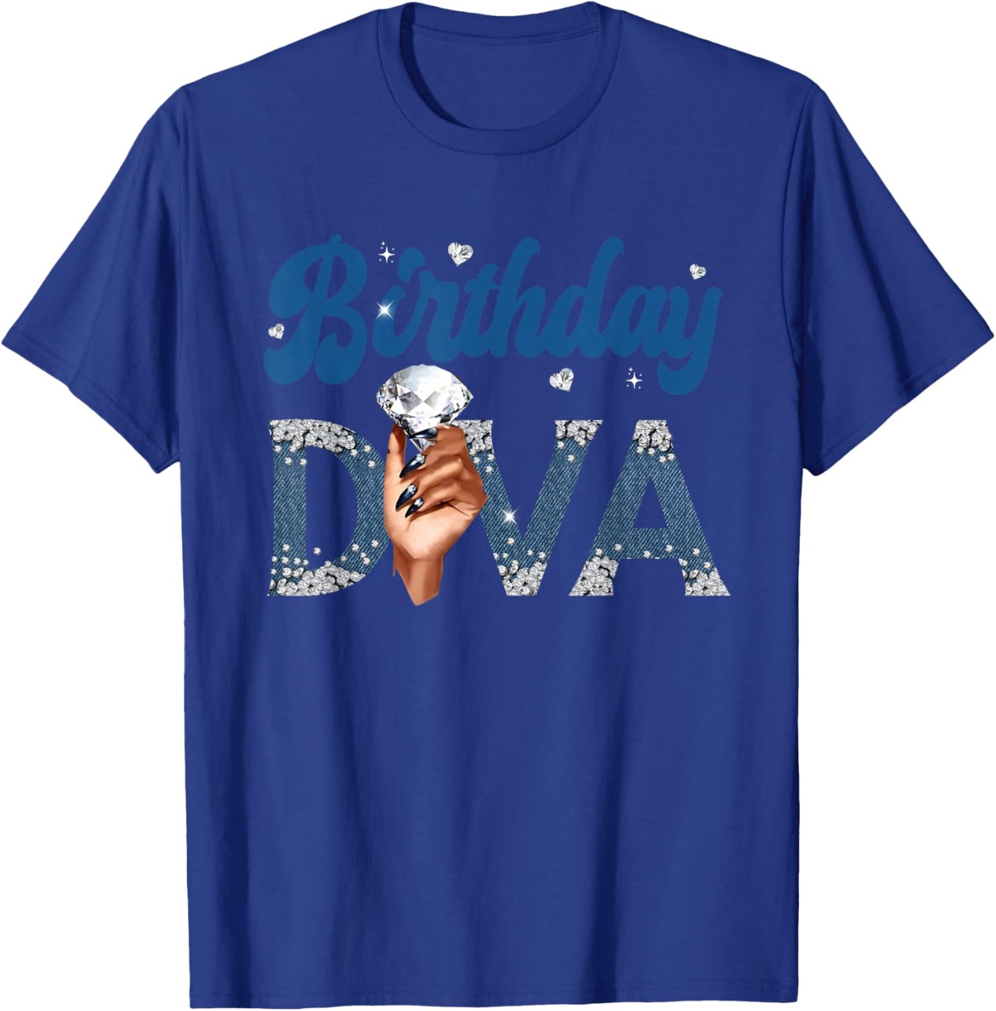 Fabulous Birthday Diva Denim and Diamonds Party Decorations T-Shirt - T-Shirt | Royal