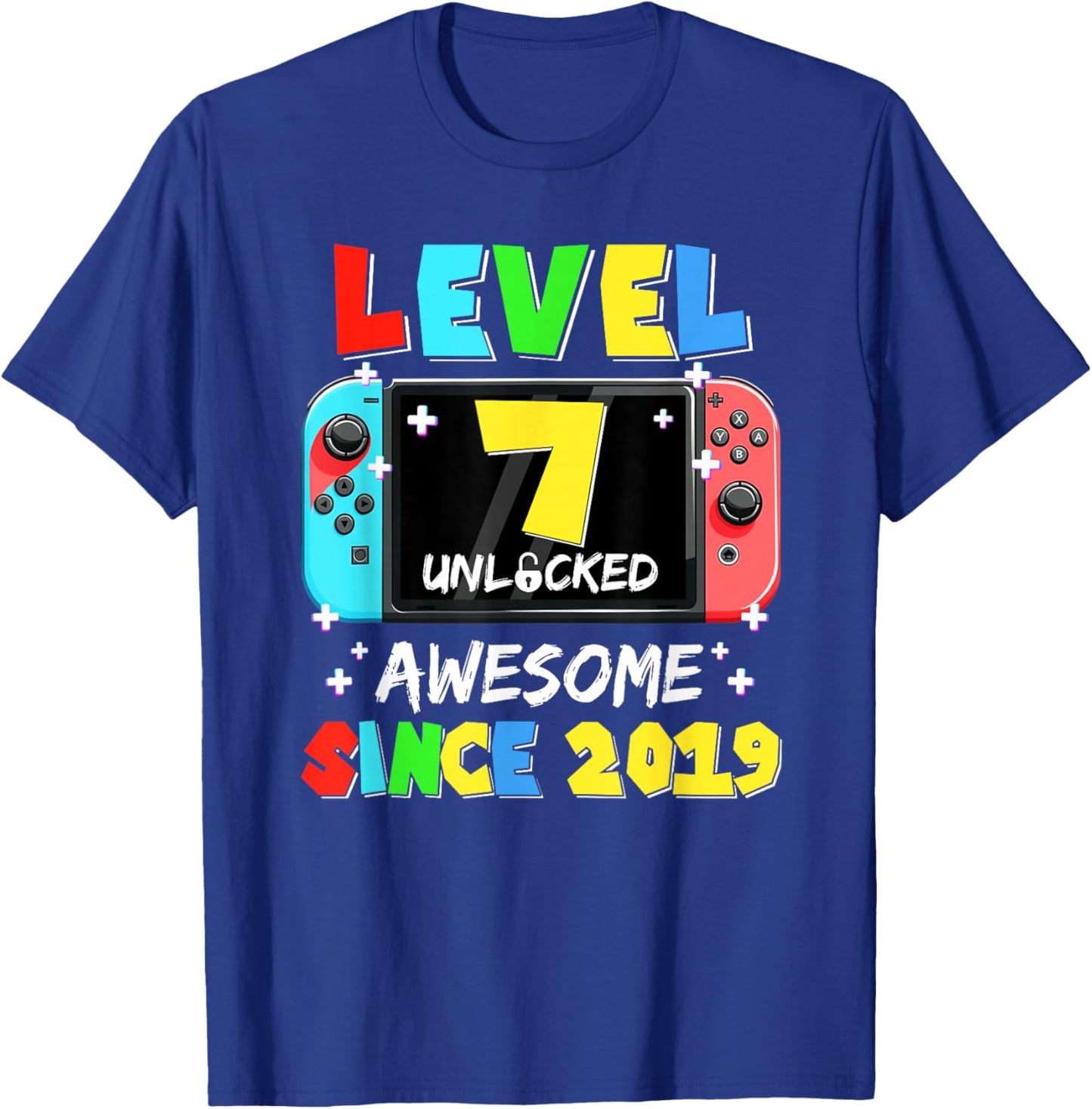 Niveau 7 débloqué Awesome Since 2019 Gaming 7th Birthday T-Shirt - T-Shirt | Royal