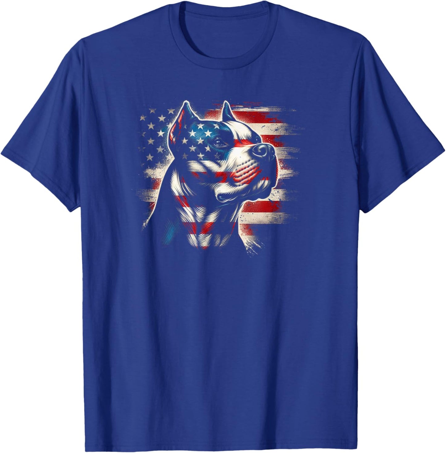 4th Of July American Flag Patriotic Pitbull Terrier T-Shirt - T-Shirt | Royal