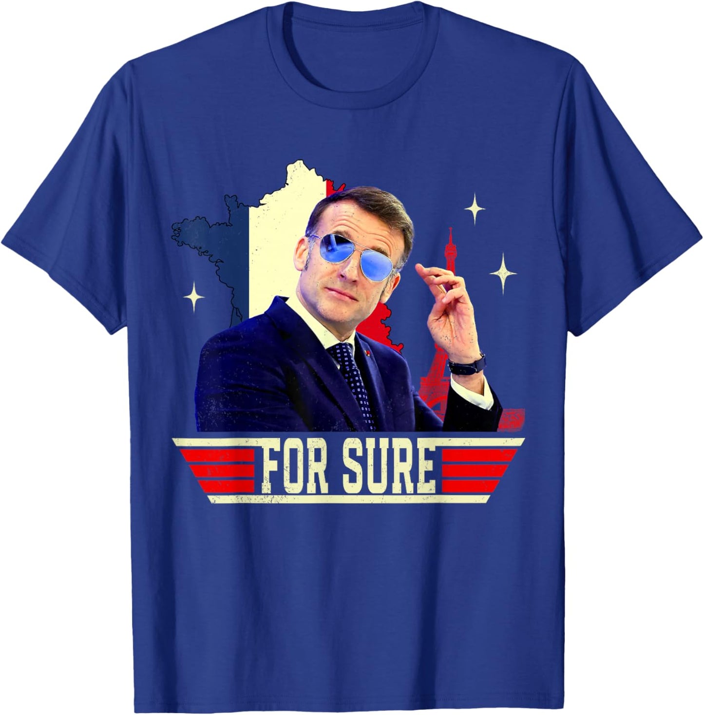 for Sure Emmanuel Macron Glasses T-Shirt - T-Shirt | Royal