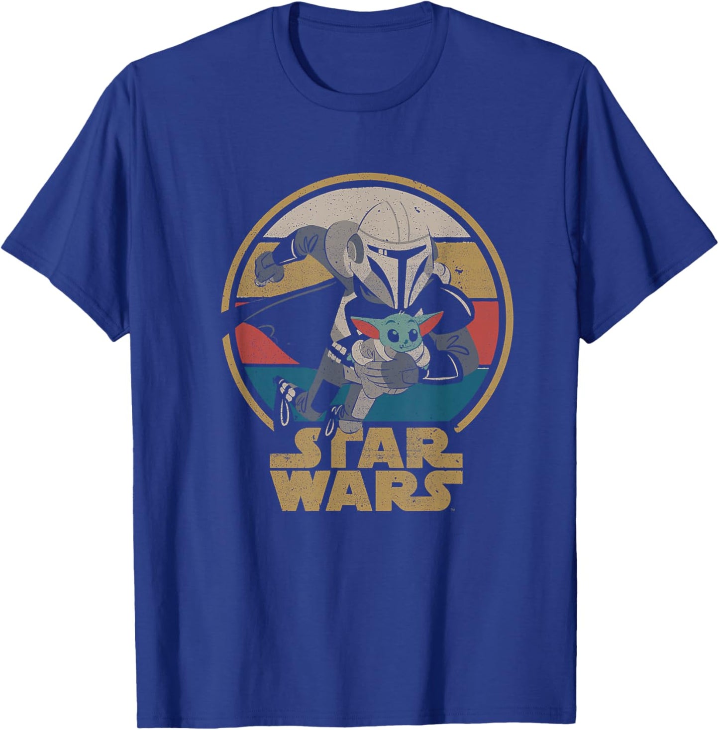 Star Wars The Mandalorian and Grogu Running Badge T-Shirt - T-Shirt | Royal