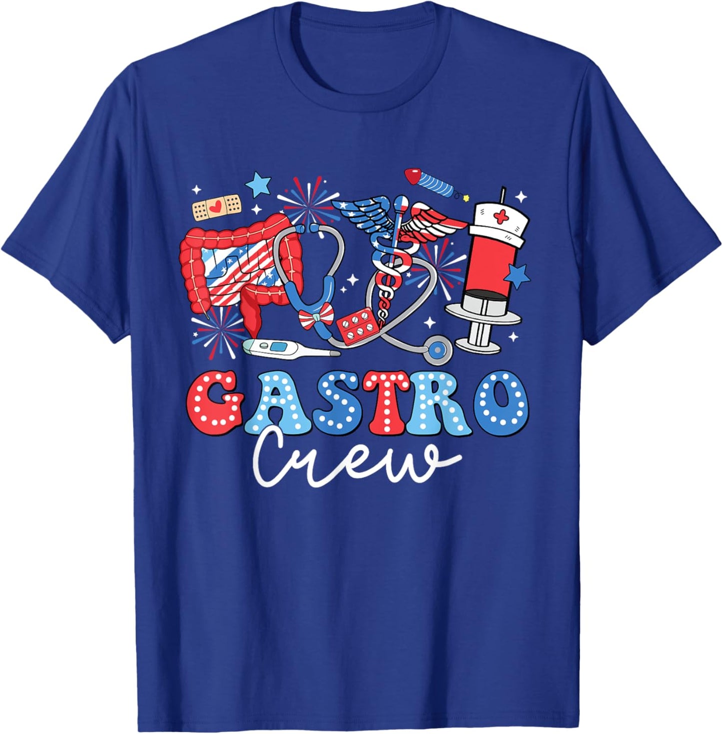 Groovy Gastro Crew Gastro Nurse USA Flag 4th Of July Men T-Shirt - T-Shirt | Royal