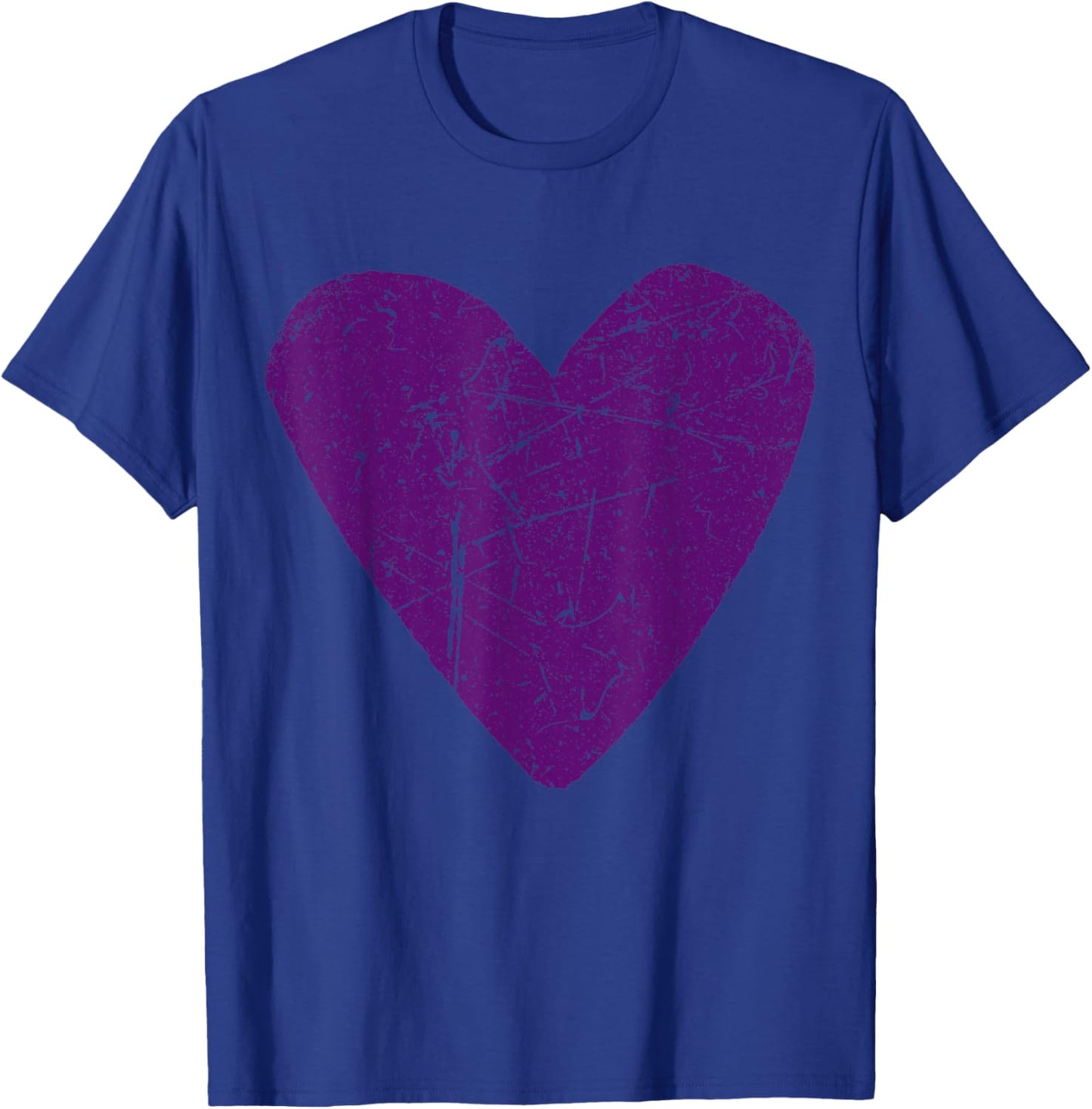 Distressed Grunge Worn Out Style Heart Dark Purple T-Shirt - T-Shirt | Royal