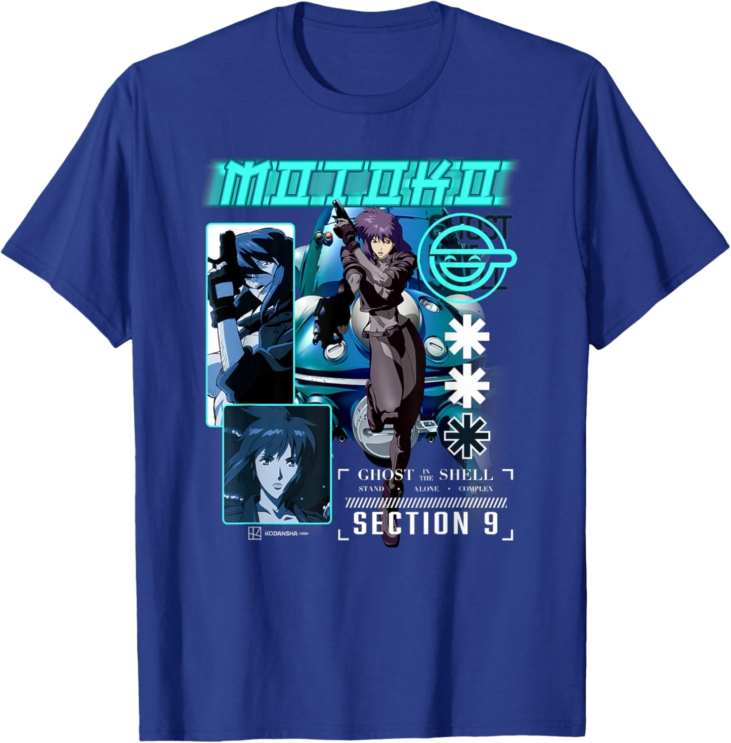 Ghost in the Shell Stand Alone Complex Section 9 Motoko Shot , Black, S T-Shirt - T-Shirt | Royal