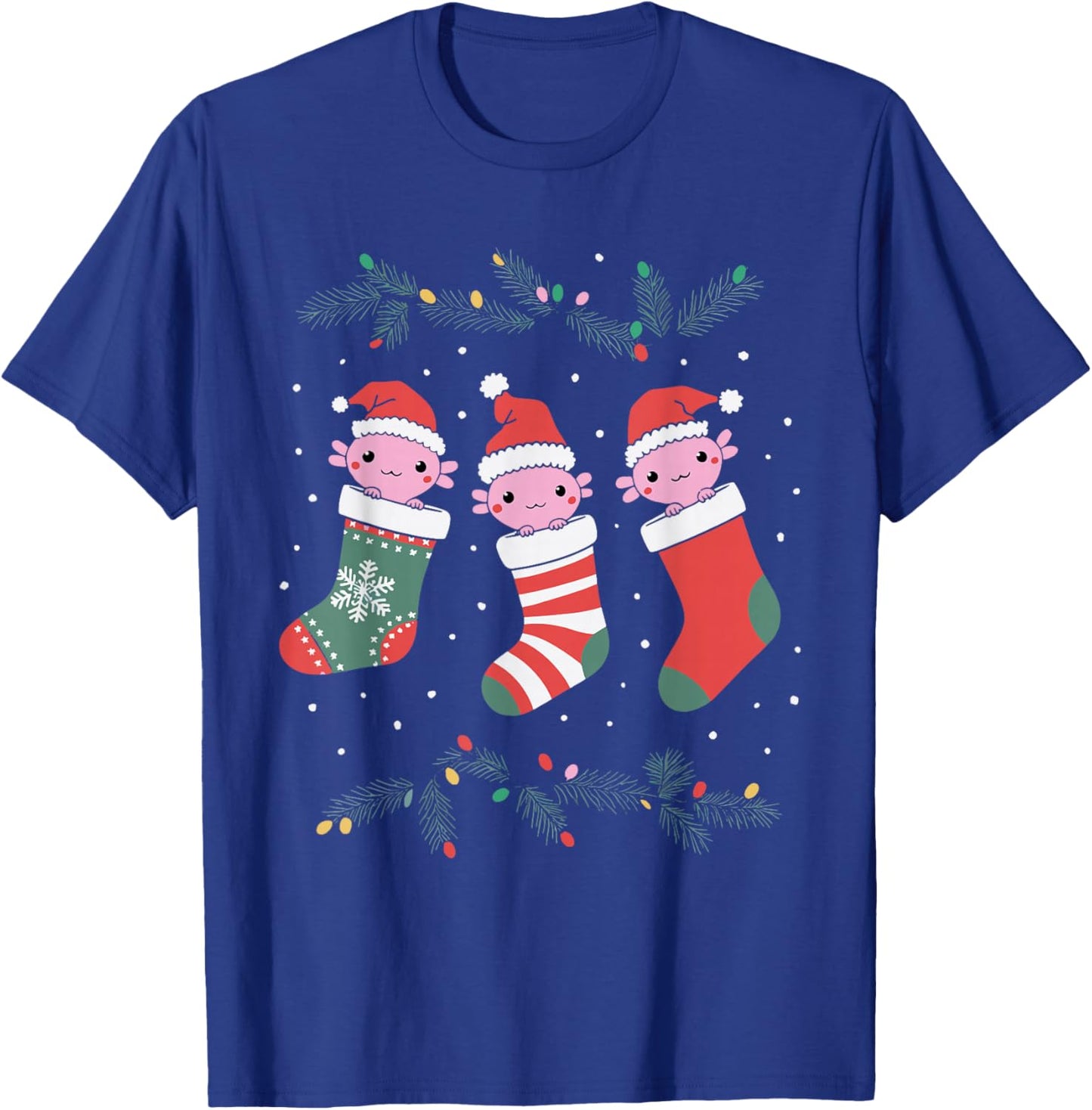 Adults -Kids Axolotl Christmas Black Small T-Shirt - T-Shirt | Royal