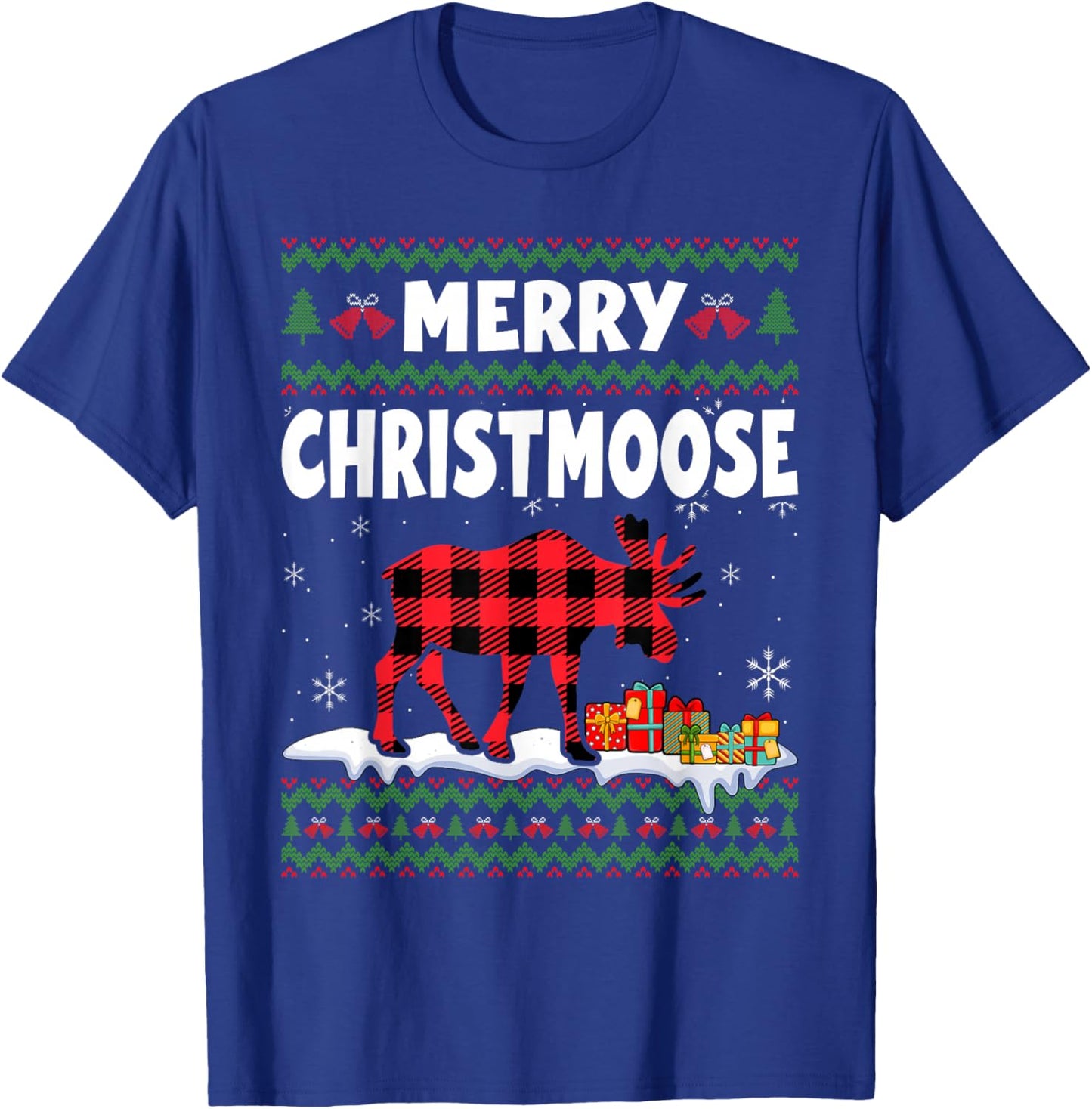 Merry Christmoose Christmas Moose Lover Xmas Holiday T-Shirt - T-Shirt | Royal