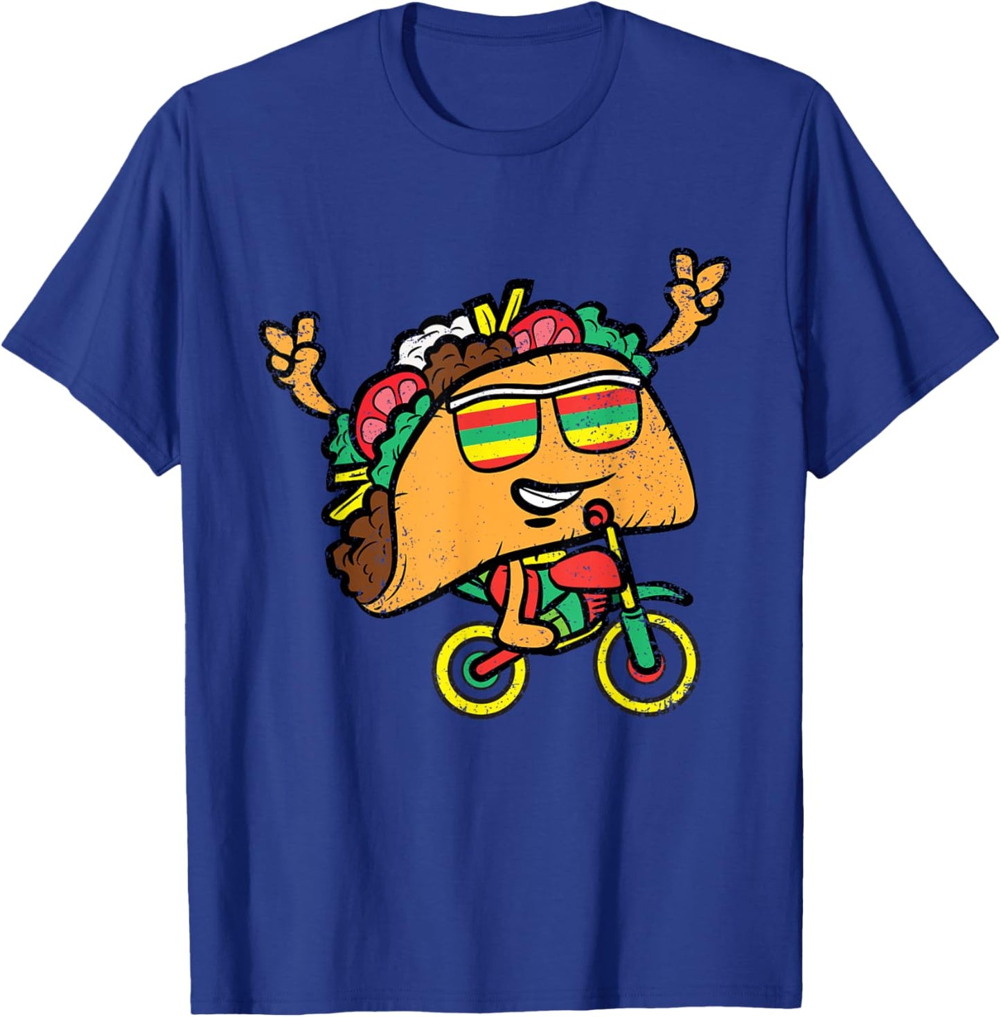Taco Riding Bicycle Cinco De Mayo Mexican Fiesta Bike T-Shirt - T-Shirt | Royal