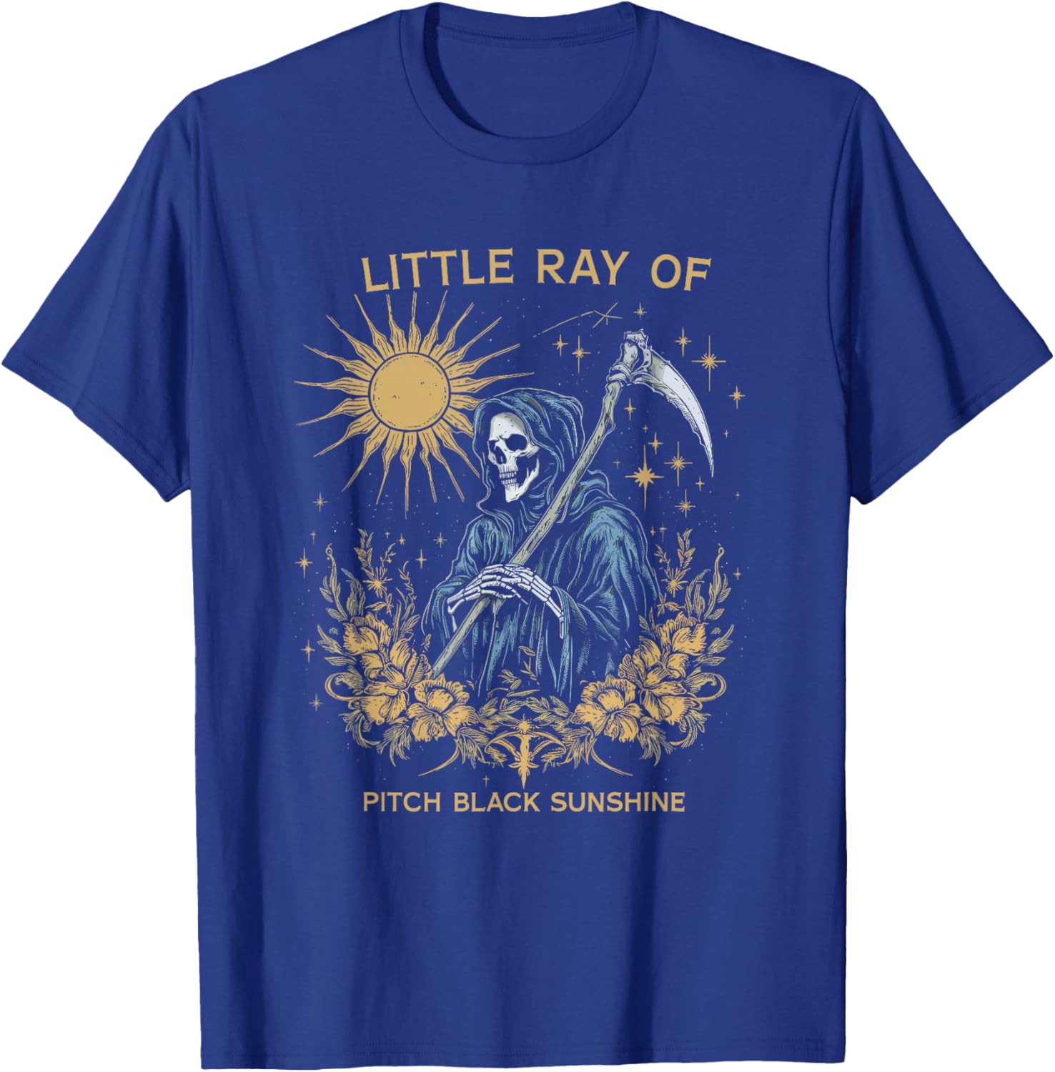 Threadrock Little Ray of Pitch Black Sunshine Grim Reaper Goth Art T-Shirt - T-Shirt | Royal