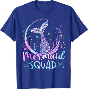 Mermaid Birthday Squad Party Girls Women Mermaid T-Shirt - T-Shirt | Royal