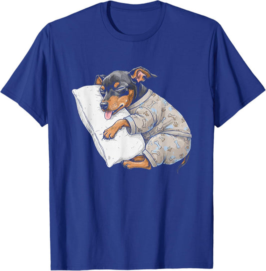 Funny Sleepy Miniature Pinscher Pajama Adults Kids Min Pin T-Shirt - T-Shirt | Royal