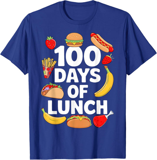 100 Days Of Lunch Lady Cafeteria Worker 100th Day Of School T-Shirt - T-Shirt | Royal