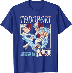 MHA Todoroki Framed Action Poses Collage U.A. High Anime T-Shirt - T-Shirt | Royal