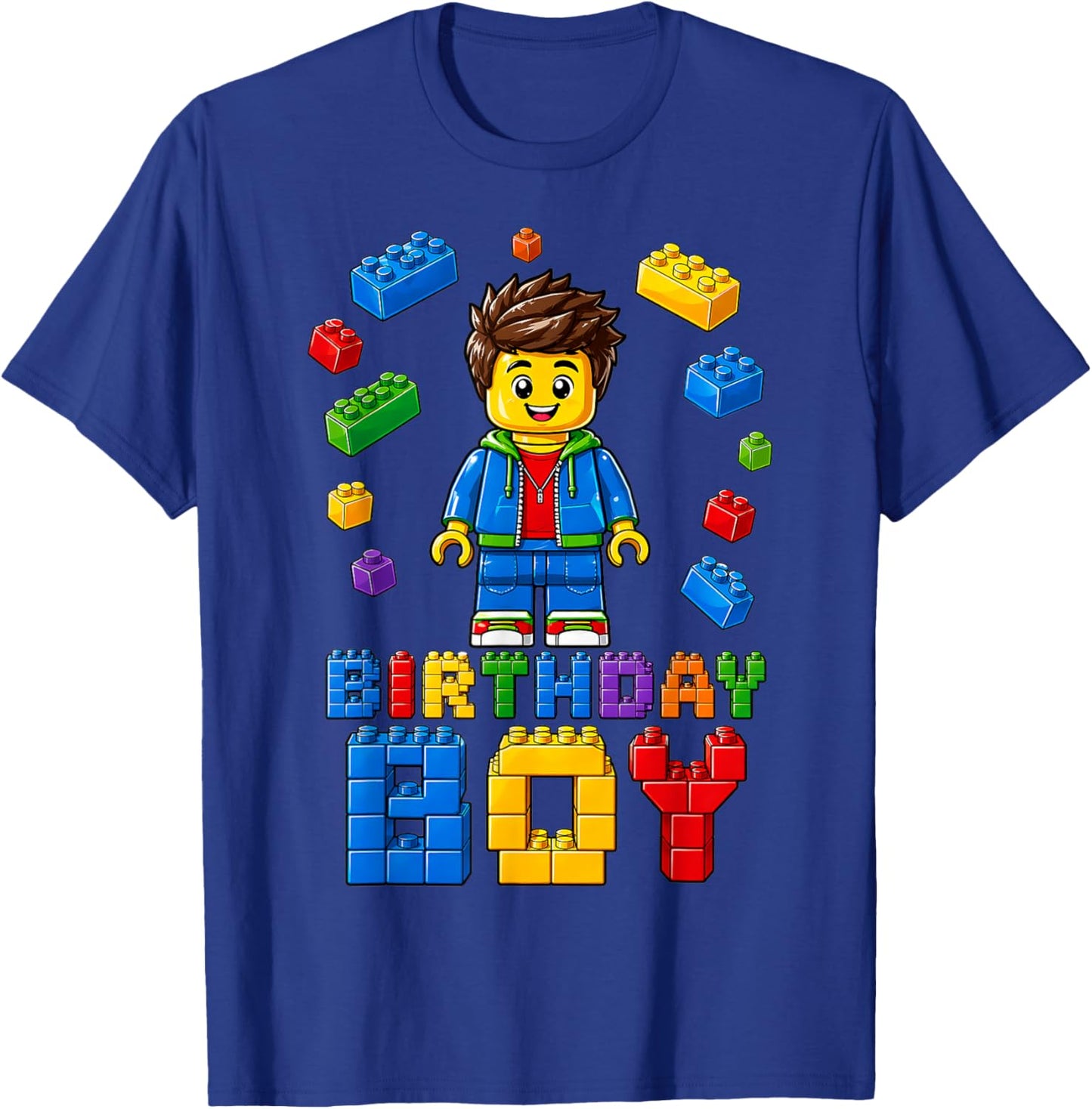 Master Builder Boy Brick Block Building Blocks Birthday Boys T-Shirt - T-Shirt | Royal