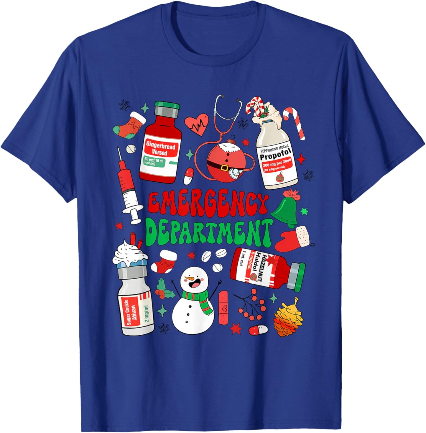 Christmas Emergency Room ER RN Nurse Department Healthcare T-Shirt - T-Shirt | Royal