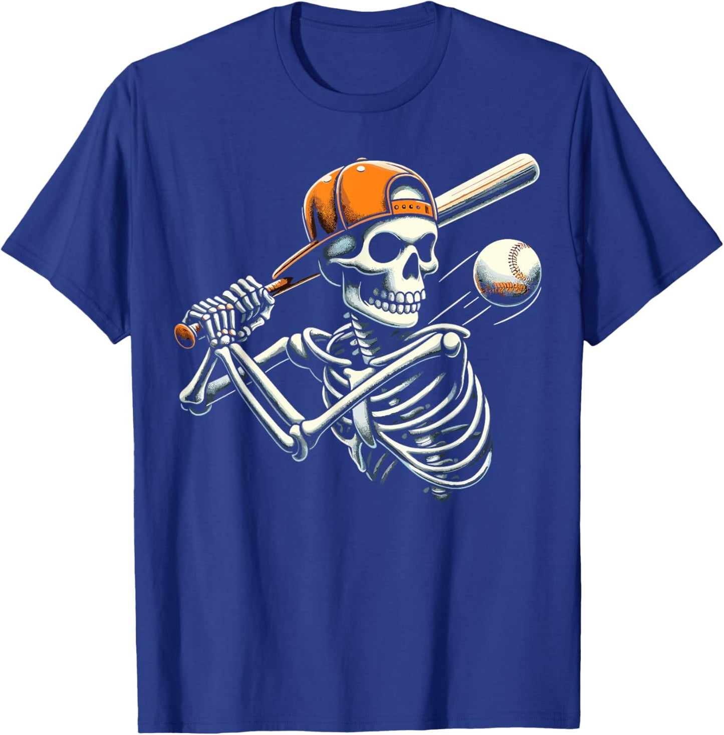 Halloween Boys Batting Skeleton Baseball T-Shirt - T-Shirt | Royal