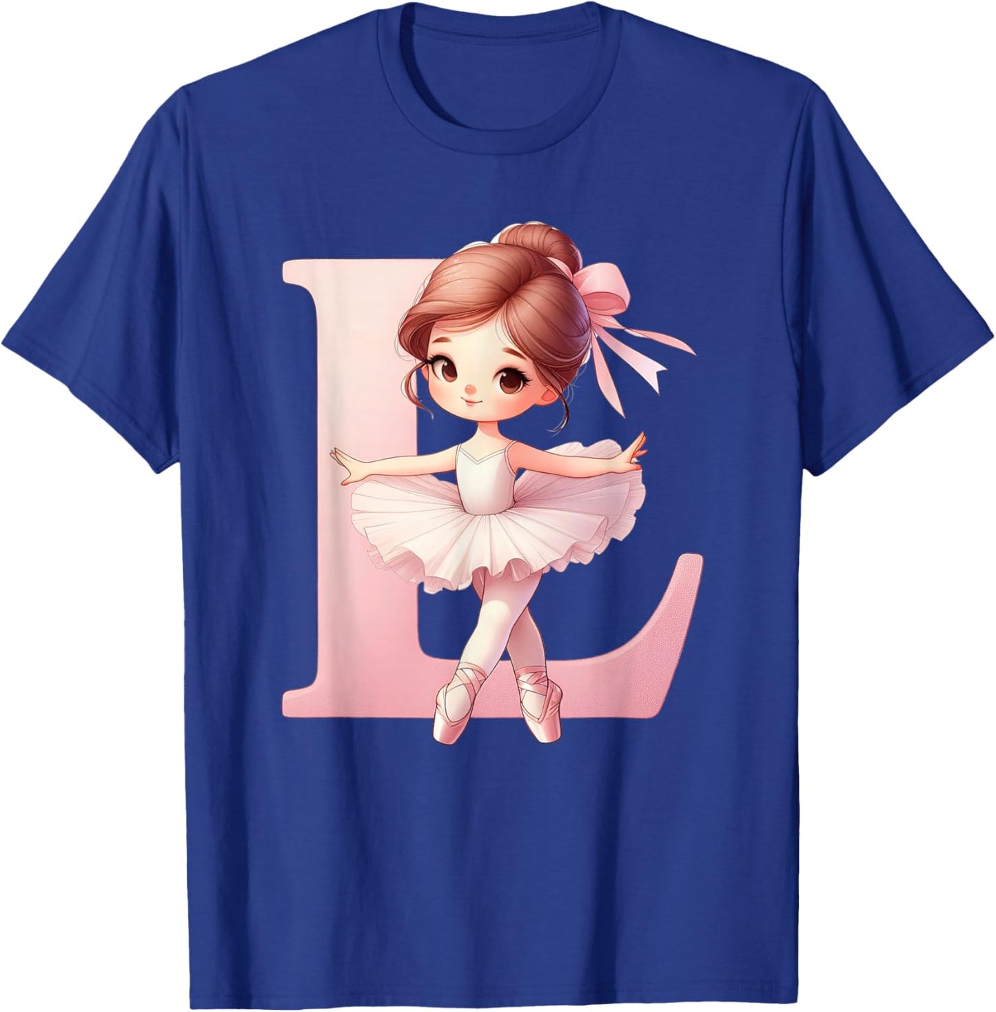Ballerina Girl Dancing Name First Letter L Girly Tutu Ballet T-Shirt - T-Shirt | Royal