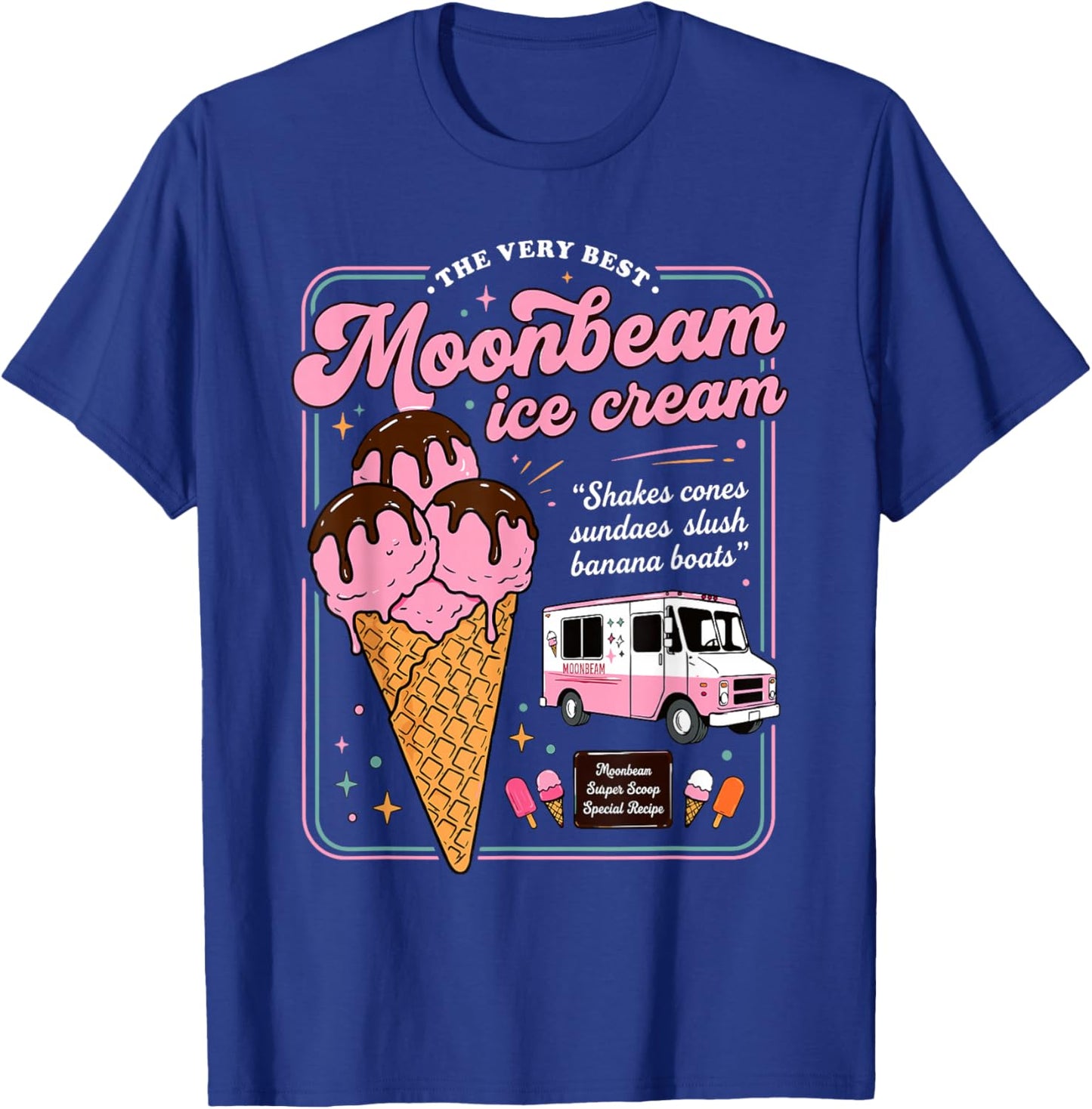 Vintage Moonbeam Ice Cream Truck Popsicle Lover Dessert T-Shirt - T-Shirt | Royal