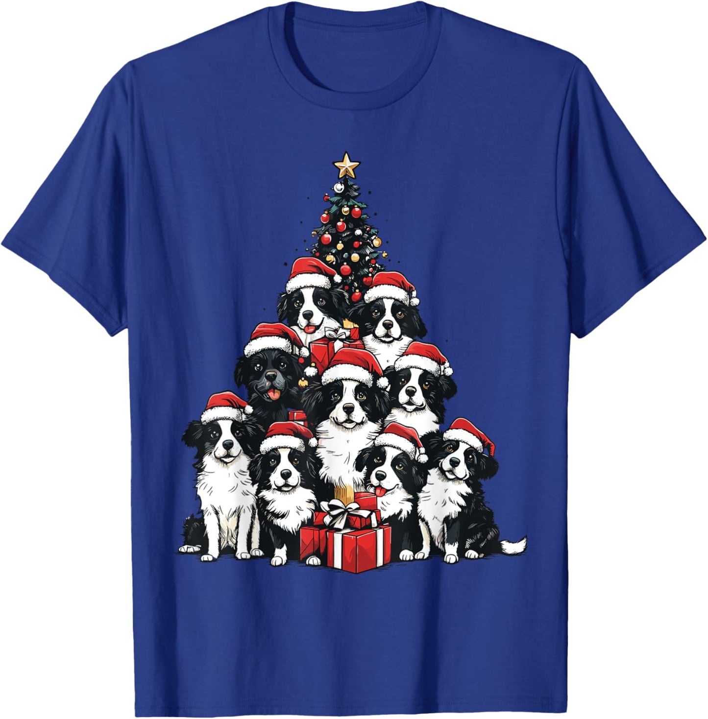 Border Collie Santa Christmas Tree Xmas Dog Lover Pajama T-Shirt - T-Shirt | Royal