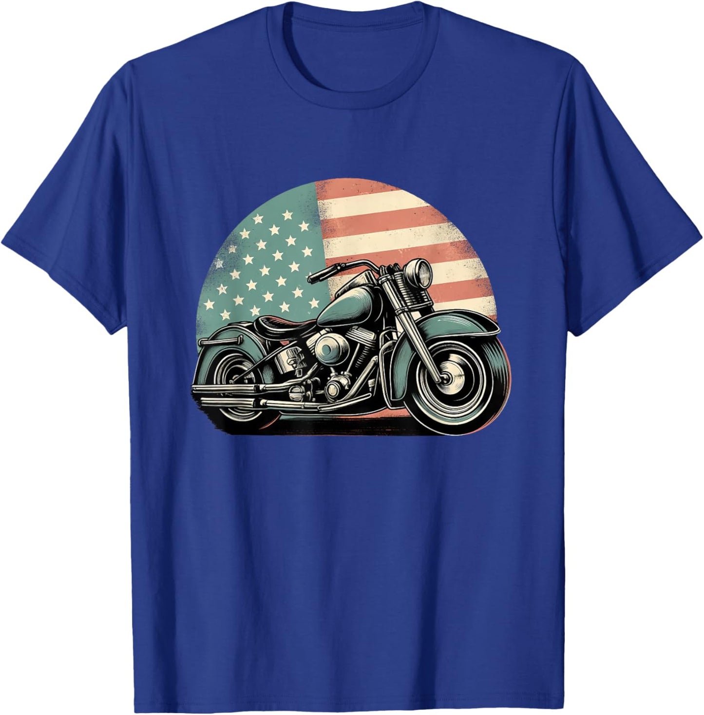 Motorcycle US American Flag Biker Motorbike Patriotic Kids Men T-Shirt - T-Shirt | Royal