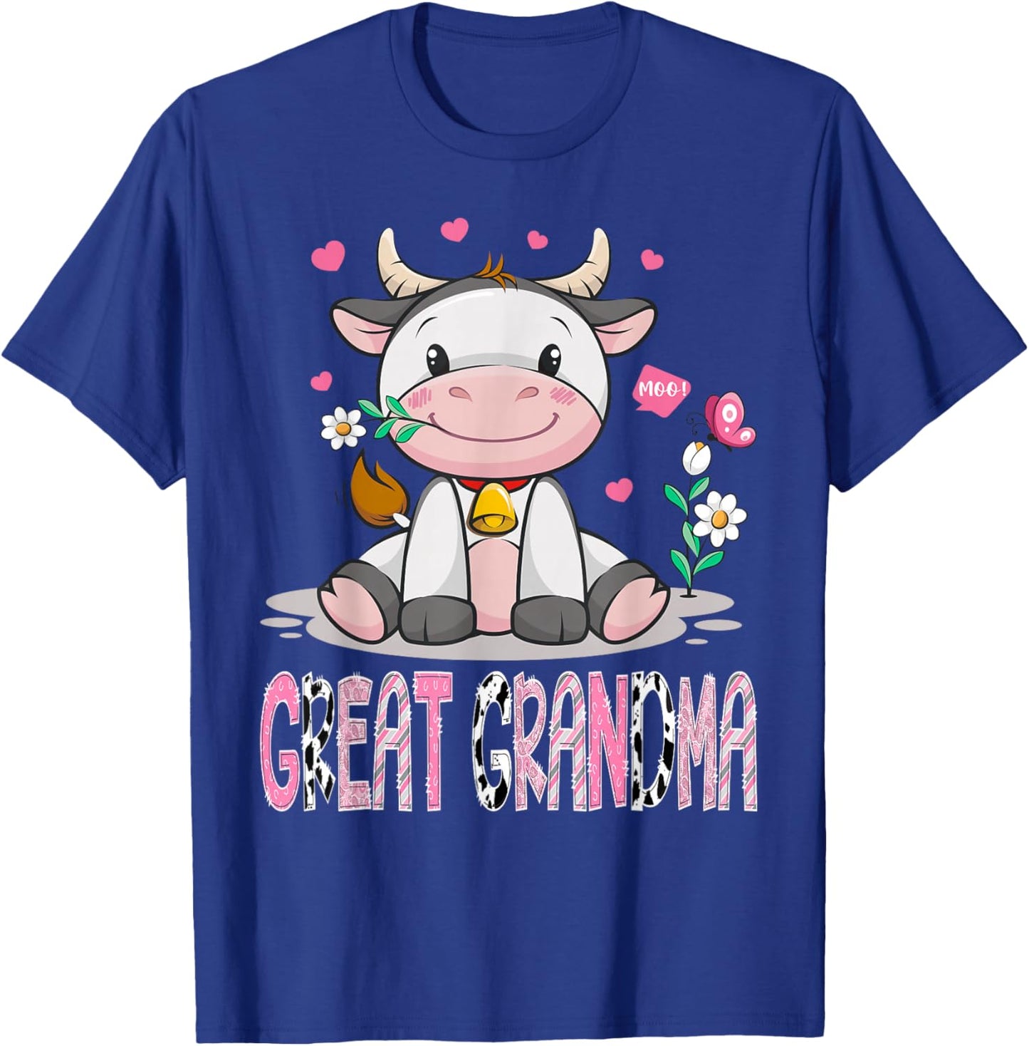 Great Grandma Cute Cow Moo Farmer Birthday Family Matching T-Shirt - T-Shirt | Royal