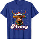 Mooey Christmas Highland Cow with Santa Hat and Xmas Lights T-Shirt - T-Shirt | Royal