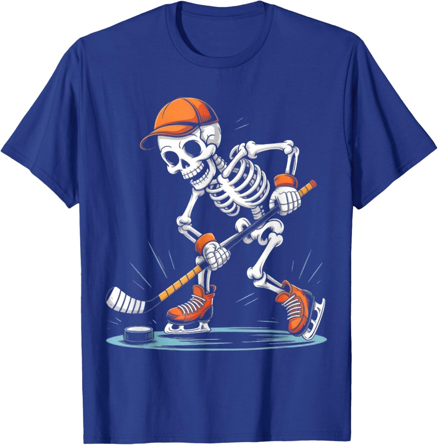 Skeleton Ice Hockey Halloween Costume Men Boys Kids T-Shirt - T-Shirt | Royal