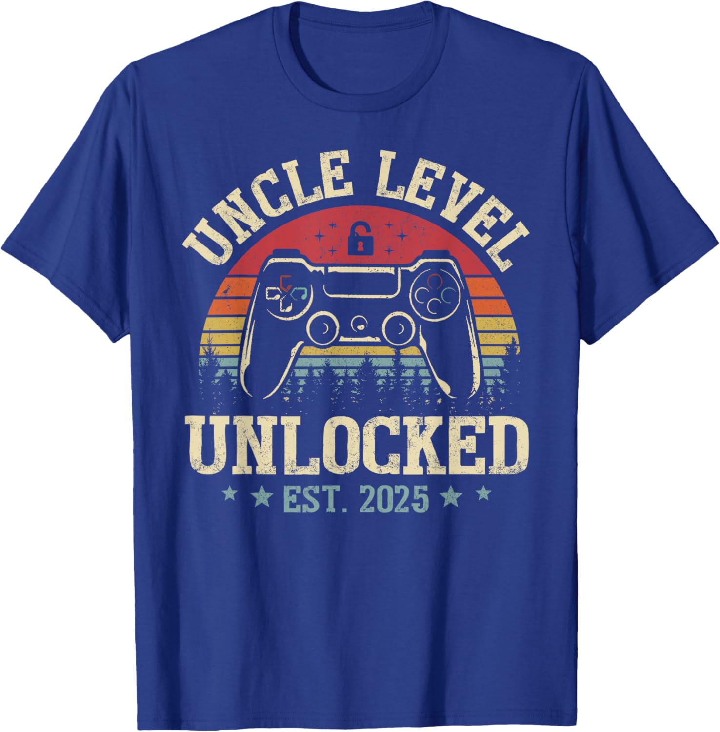 Vintage Uncle Level Unlocked Leveling Up To Uncle Est. 2025 T-Shirt - T-Shirt | Royal