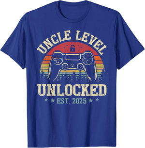Vintage Uncle Level Unlocked Leveling Up To Uncle Est. 2025 T-Shirt - T-Shirt | Royal