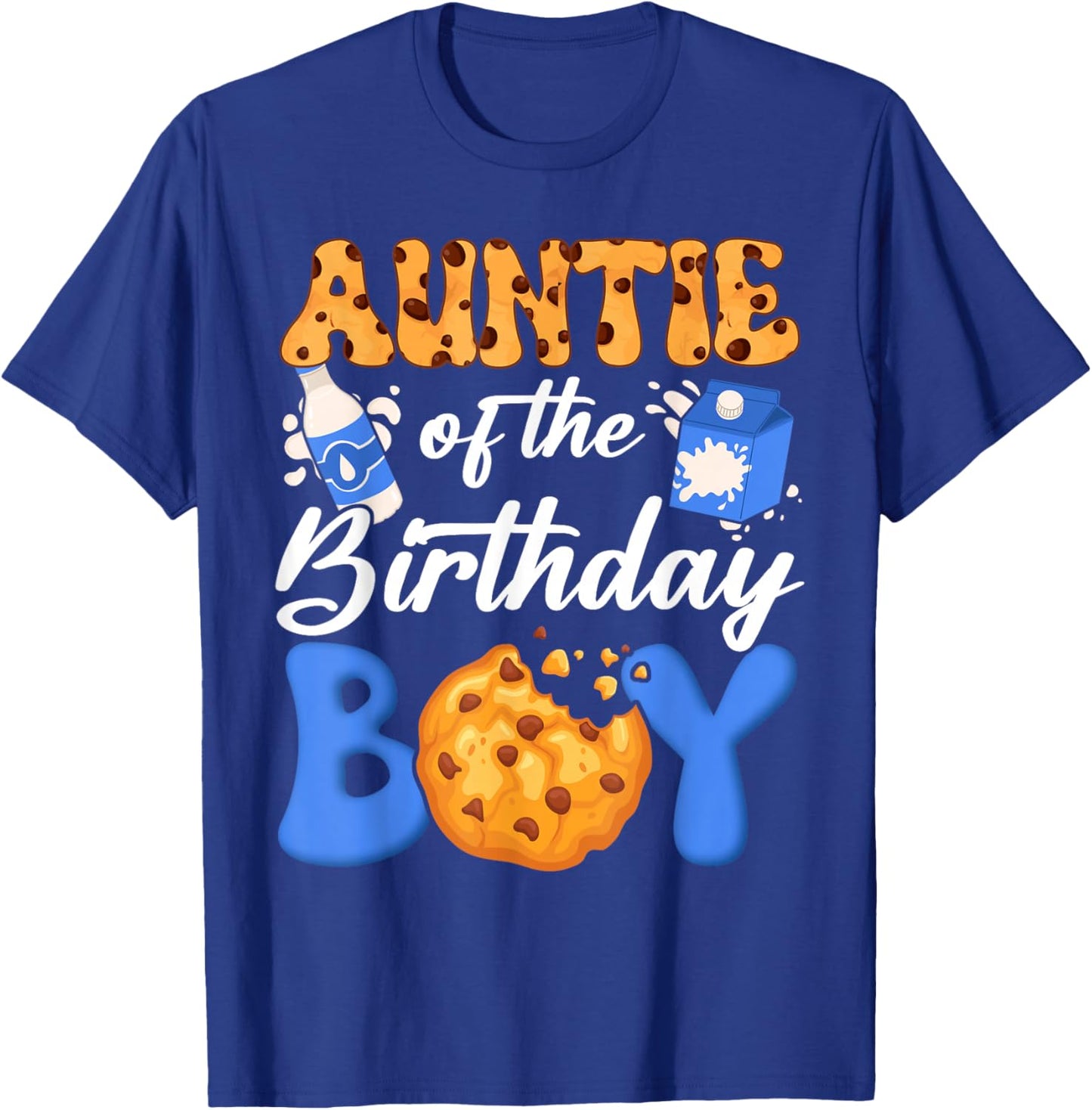 Auntie of The Birthday Boy Milk and Cookies 1St Birthday T-Shirt - T-Shirt | Royal